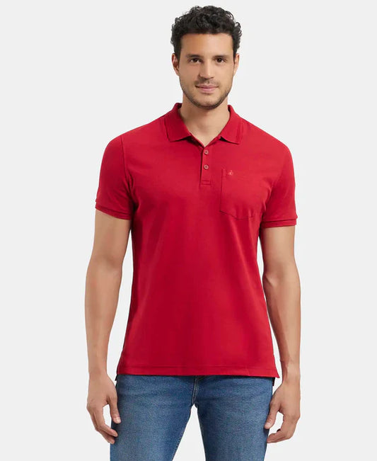 Jockey 3913 Men's Super Combed Cotton Rich Solid Half Sleeve Polo T-Shirt with Chest Pocket