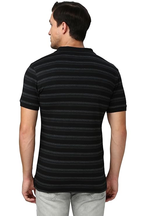Van Heusen 60063 Athleisure Men Cotton Striper Polo T-Shirt - Side Slit, Half Sleeve, Regular Fit