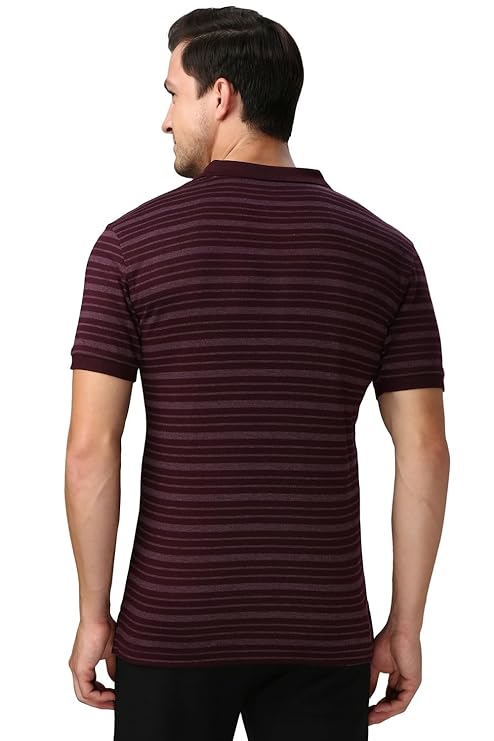 Van Heusen 60063 Athleisure Men Cotton Striper Polo T-Shirt - Side Slit, Half Sleeve, Regular Fit