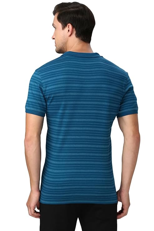 Van Heusen 60063 Athleisure Men Cotton Striper Polo T-Shirt - Side Slit, Half Sleeve, Regular Fit