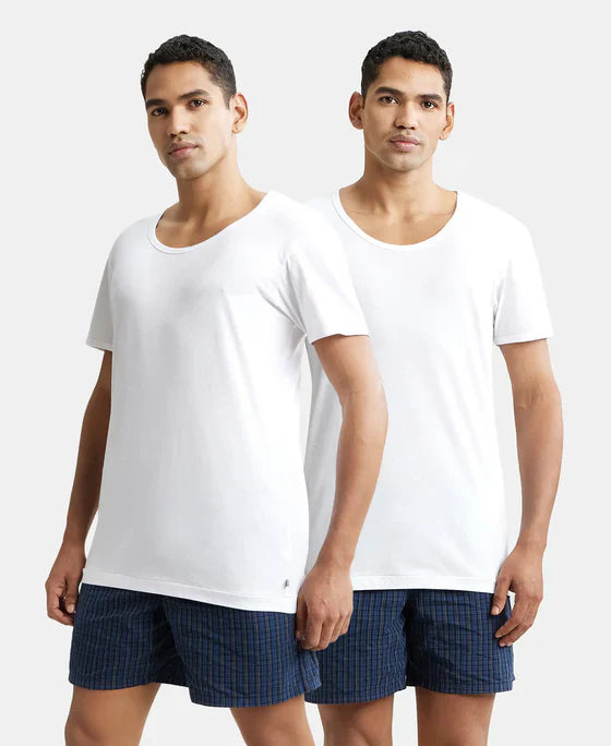 Jockey 8817 Men's Super Combed Cotton Round Neck Half Sleeved Vest (Pack Of 2)