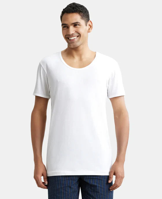 Jockey 8817 Men's Super Combed Cotton Round Neck Half Sleeved Vest (Pack Of 2)