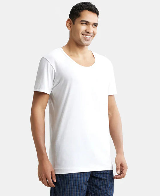 Jockey 8817 Men's Super Combed Cotton Round Neck Half Sleeved Vest (Pack Of 2)