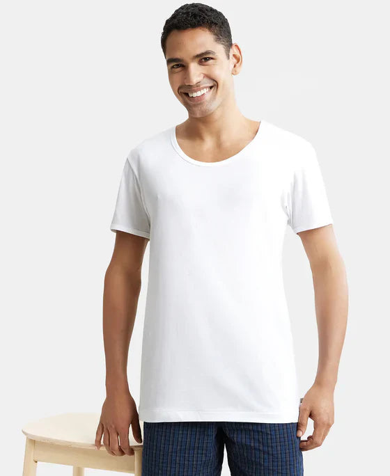 Jockey 8817 Men's Super Combed Cotton Round Neck Half Sleeved Vest (Pack Of 2)