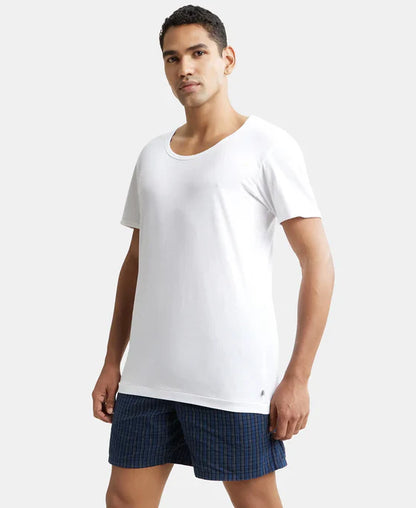 Jockey 8817 Men's Super Combed Cotton Round Neck Half Sleeved Vest (Pack Of 2)