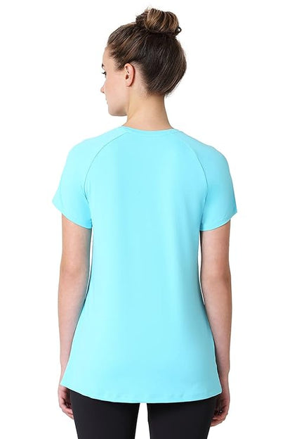 Van Heusen 88401 Women Proactive Regular Fit T-Shirt - Polyamide Elastane - Anti Bacterial, Round Neck, Quick Dry, Short Sleeve