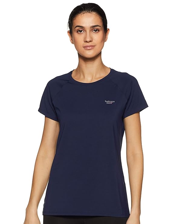 Van Heusen 88401 Women Proactive Regular Fit T-Shirt - Polyamide Elastane - Anti Bacterial, Round Neck, Quick Dry, Short Sleeve