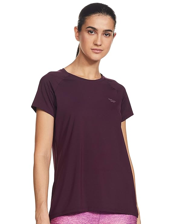 Van Heusen 88401 Women Proactive Regular Fit T-Shirt - Polyamide Elastane - Anti Bacterial, Round Neck, Quick Dry, Short Sleeve