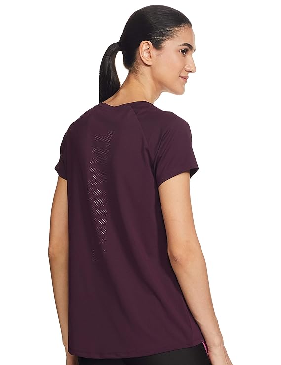 Van Heusen 88401 Women Proactive Regular Fit T-Shirt - Polyamide Elastane - Anti Bacterial, Round Neck, Quick Dry, Short Sleeve