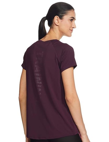 Van Heusen 88401 Women Proactive Regular Fit T-Shirt - Polyamide Elastane - Anti Bacterial, Round Neck, Quick Dry, Short Sleeve