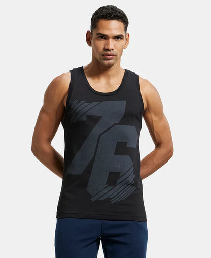 Jockey 9928 Men's Super Combed Cotton Rich Graphic Printed Low Neck Tank Top