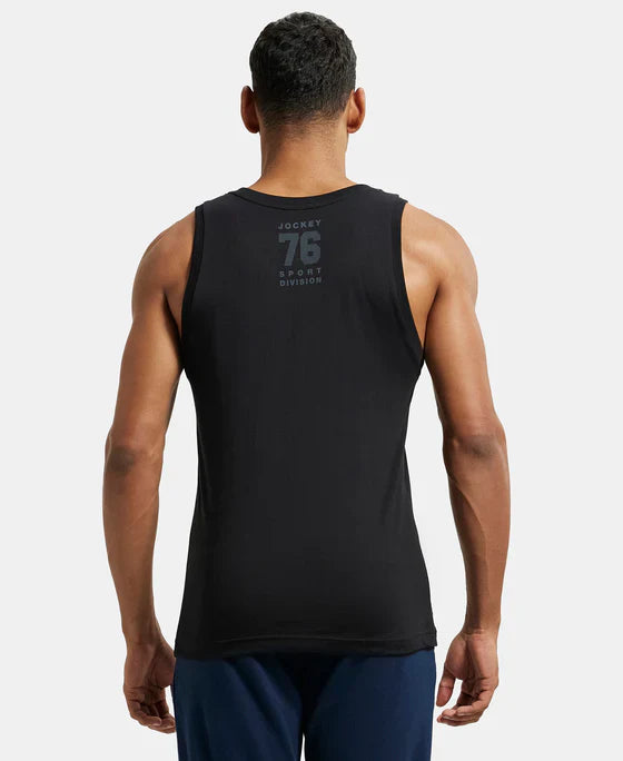 Jockey 9928 Men's Super Combed Cotton Rich Graphic Printed Low Neck Tank Top