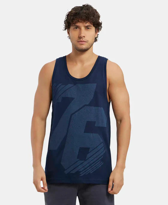 Jockey 9928 Men's Super Combed Cotton Rich Graphic Printed Low Neck Tank Top