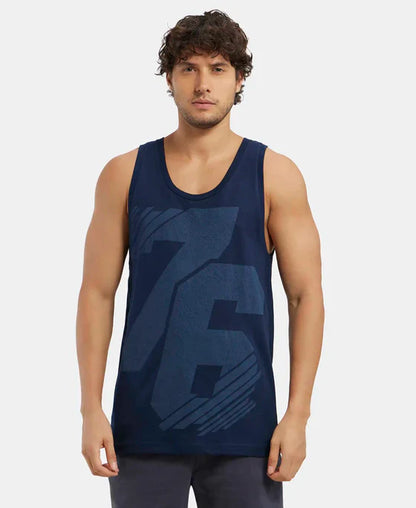 Jockey 9928 Men's Super Combed Cotton Rich Graphic Printed Low Neck Tank Top