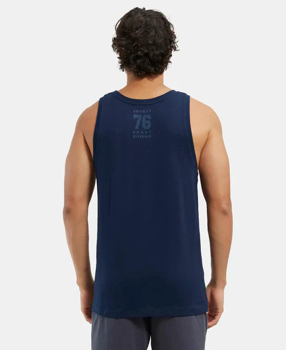 Jockey 9928 Men's Super Combed Cotton Rich Graphic Printed Low Neck Tank Top