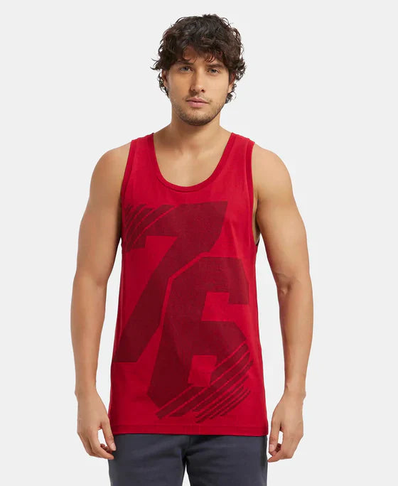 Jockey 9928 Men's Super Combed Cotton Rich Graphic Printed Low Neck Tank Top