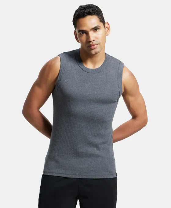 Jockey 9930 Men's Super Combed Cotton Rib Solid Round Neck Muscle Vest