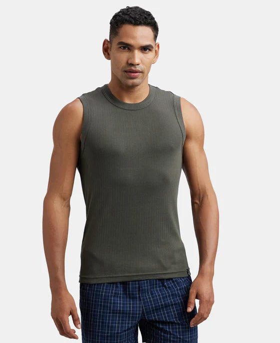 Jockey 9930 Men's Super Combed Cotton Rib Solid Round Neck Muscle Vest