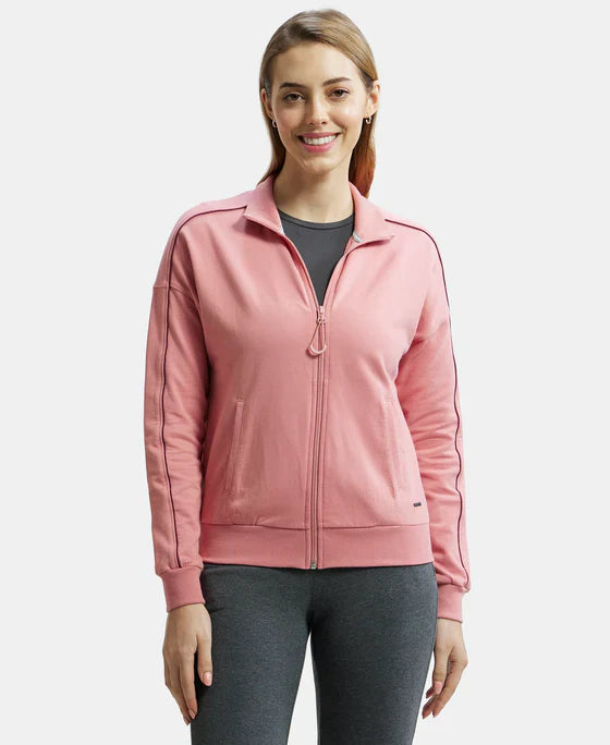 Jockey A111 Women's Super Combed Cotton French Terry Drop Shoulder Styled Jacket with Ribbed Cuff and Hem