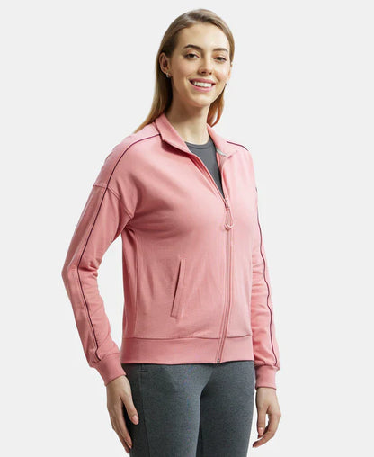 Jockey A111 Women's Super Combed Cotton French Terry Drop Shoulder Styled Jacket with Ribbed Cuff and Hem