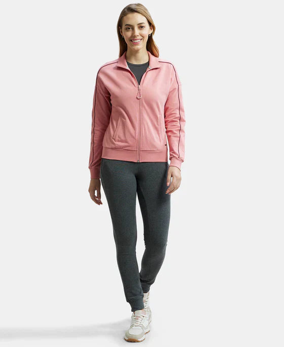 Jockey A111 Women's Super Combed Cotton French Terry Drop Shoulder Styled Jacket with Ribbed Cuff and Hem