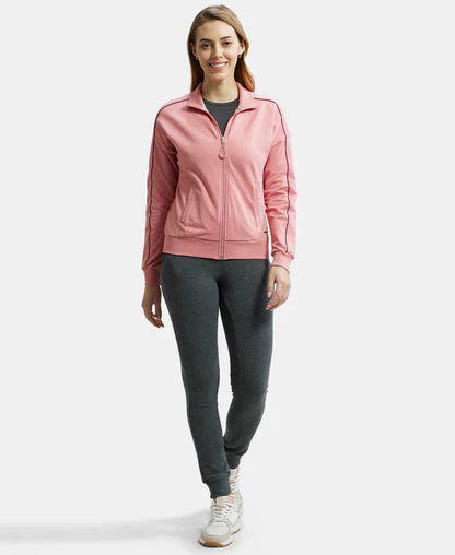 Jockey A111 Women's Super Combed Cotton French Terry Drop Shoulder Styled Jacket with Ribbed Cuff and Hem