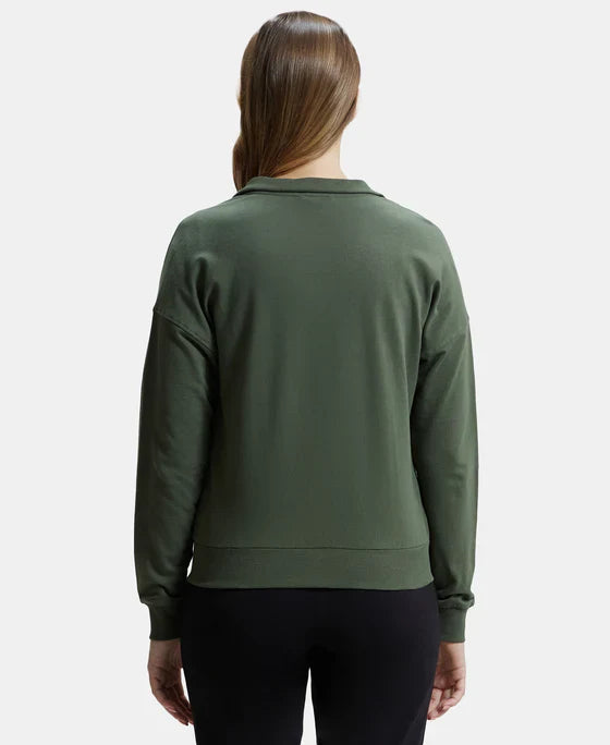 Jockey A111 Women's Super Combed Cotton French Terry Drop Shoulder Styled Jacket with Ribbed Cuff and Hem