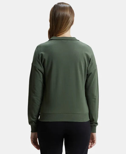 Jockey A111 Women's Super Combed Cotton French Terry Drop Shoulder Styled Jacket with Ribbed Cuff and Hem