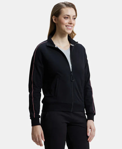 Jockey A111 Women's Super Combed Cotton French Terry Drop Shoulder Styled Jacket with Ribbed Cuff and Hem