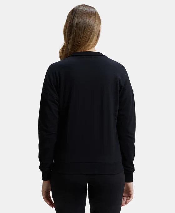 Jockey A111 Women's Super Combed Cotton French Terry Drop Shoulder Styled Jacket with Ribbed Cuff and Hem