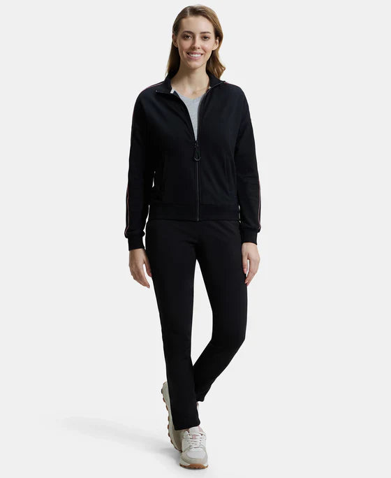 Jockey A111 Women's Super Combed Cotton French Terry Drop Shoulder Styled Jacket with Ribbed Cuff and Hem