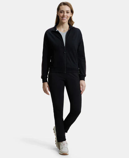 Jockey A111 Women's Super Combed Cotton French Terry Drop Shoulder Styled Jacket with Ribbed Cuff and Hem