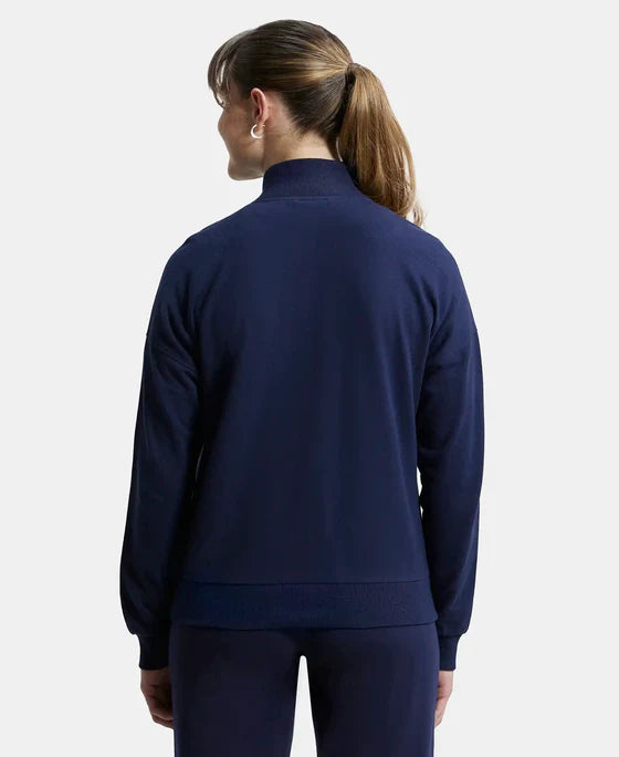 Jockey A111 Women's Super Combed Cotton French Terry Drop Shoulder Styled Jacket with Ribbed Cuff and Hem