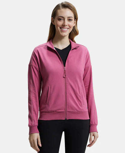 Jockey A111 Women's Super Combed Cotton French Terry Drop Shoulder Styled Jacket with Ribbed Cuff and Hem