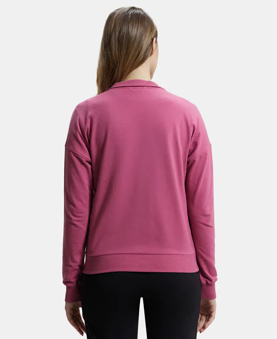 Jockey A111 Women's Super Combed Cotton French Terry Drop Shoulder Styled Jacket with Ribbed Cuff and Hem