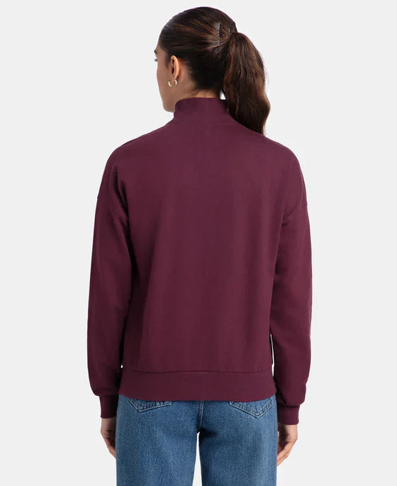 Jockey A111 Women's Super Combed Cotton French Terry Drop Shoulder Styled Jacket with Ribbed Cuff and Hem