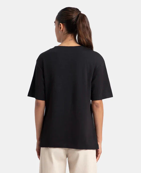 Jockey A162 Women's Polyester Cotton Oversized Fit Solid T-Shirt with StayFresh Treatment