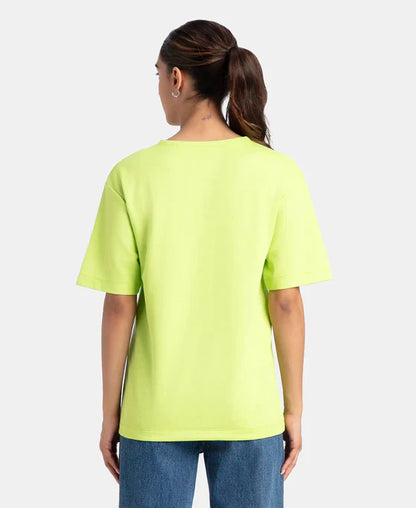 Jockey A162 Women's Polyester Cotton Oversized Fit Solid T-Shirt with StayFresh Treatment