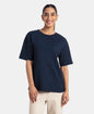 Jockey A162 Women's Polyester Cotton Oversized Fit Solid T-Shirt with StayFresh Treatment