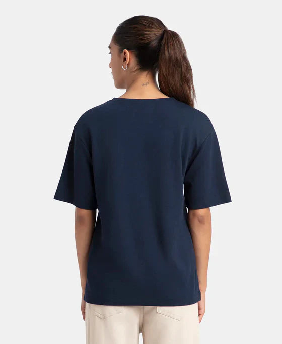 Jockey A162 Women's Polyester Cotton Oversized Fit Solid T-Shirt with StayFresh Treatment