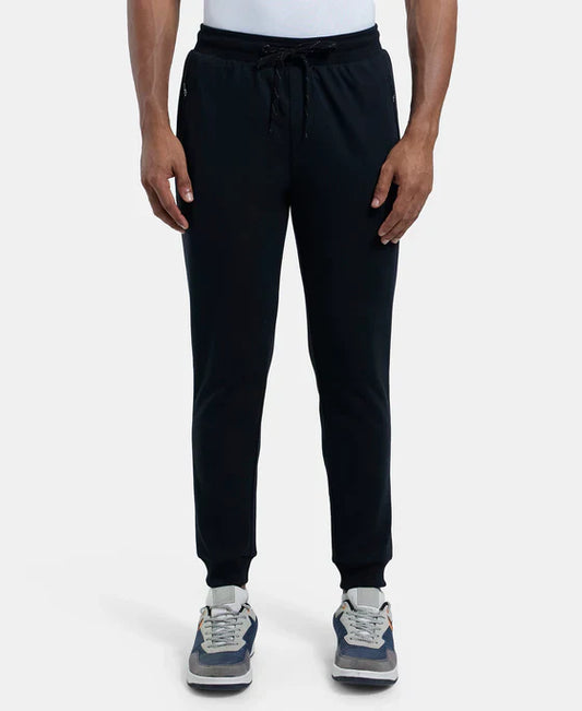 Jockey AM02 Men's Super Combed Cotton Rich Slim Fit Jogger with Zipper Pockets