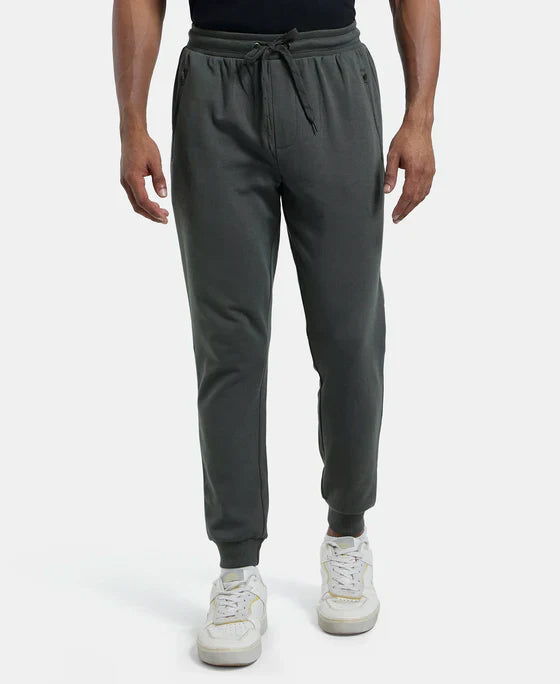 Jockey AM02 Men's Super Combed Cotton Rich Slim Fit Jogger with Zipper Pockets