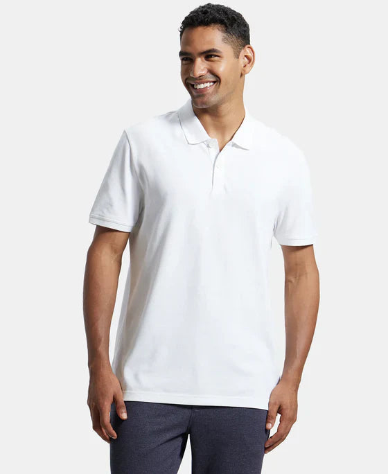 Jockey AM35 Men's Super Combed Cotton Rich Pique Fabric Solid Half Sleeve Polo T-Shirt