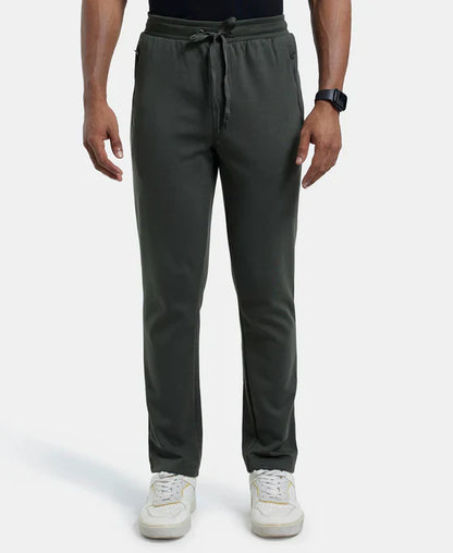 Jockey AM44 Men's  Super Combed Cotton Rich Pique Slim Fit Trackpants with Side Zipper Pockets