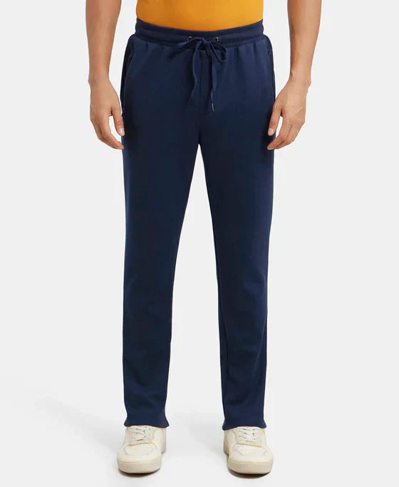 Jockey AM44 Men's  Super Combed Cotton Rich Pique Slim Fit Trackpants with Side Zipper Pockets