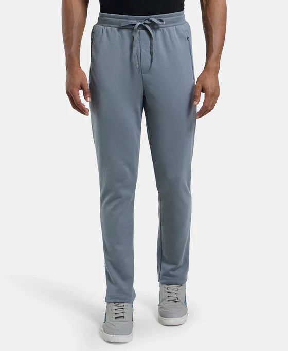 Jockey AM44 Men's  Super Combed Cotton Rich Pique Slim Fit Trackpants with Side Zipper Pockets