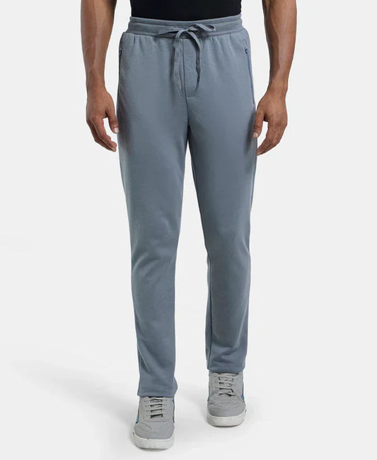 Jockey AM44 Men's  Super Combed Cotton Rich Pique Slim Fit Trackpants with Side Zipper Pockets