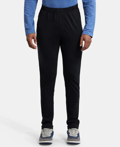 Jockey AM49 Men's Super Combed Cotton Rich Slim Fit Trackpants with Side and Zipper Media Pockets