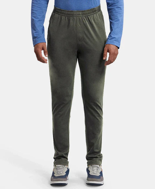 Jockey AM49 Men's Super Combed Cotton Rich Slim Fit Trackpants with Side and Zipper Media Pockets