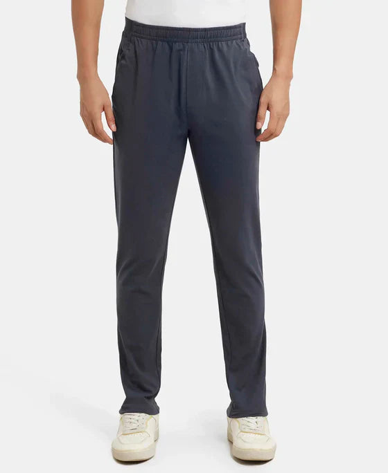 Jockey AM49 Men's Super Combed Cotton Rich Slim Fit Trackpants with Side and Zipper Media Pockets